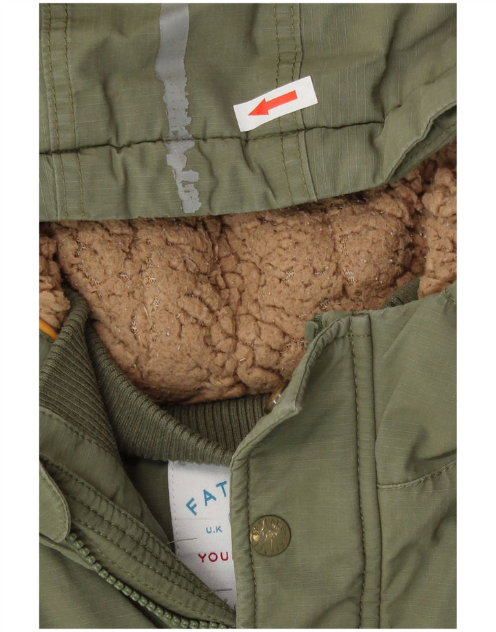 Parka con capucha para niño Fat Face 8-9 años Caqui Algodón