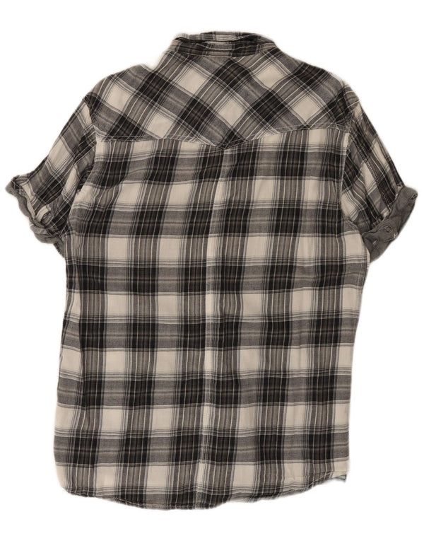 Jack & Jones Camisa De Franela De Manga Corta De Algodón A Cuadros Gris Grande Hombre