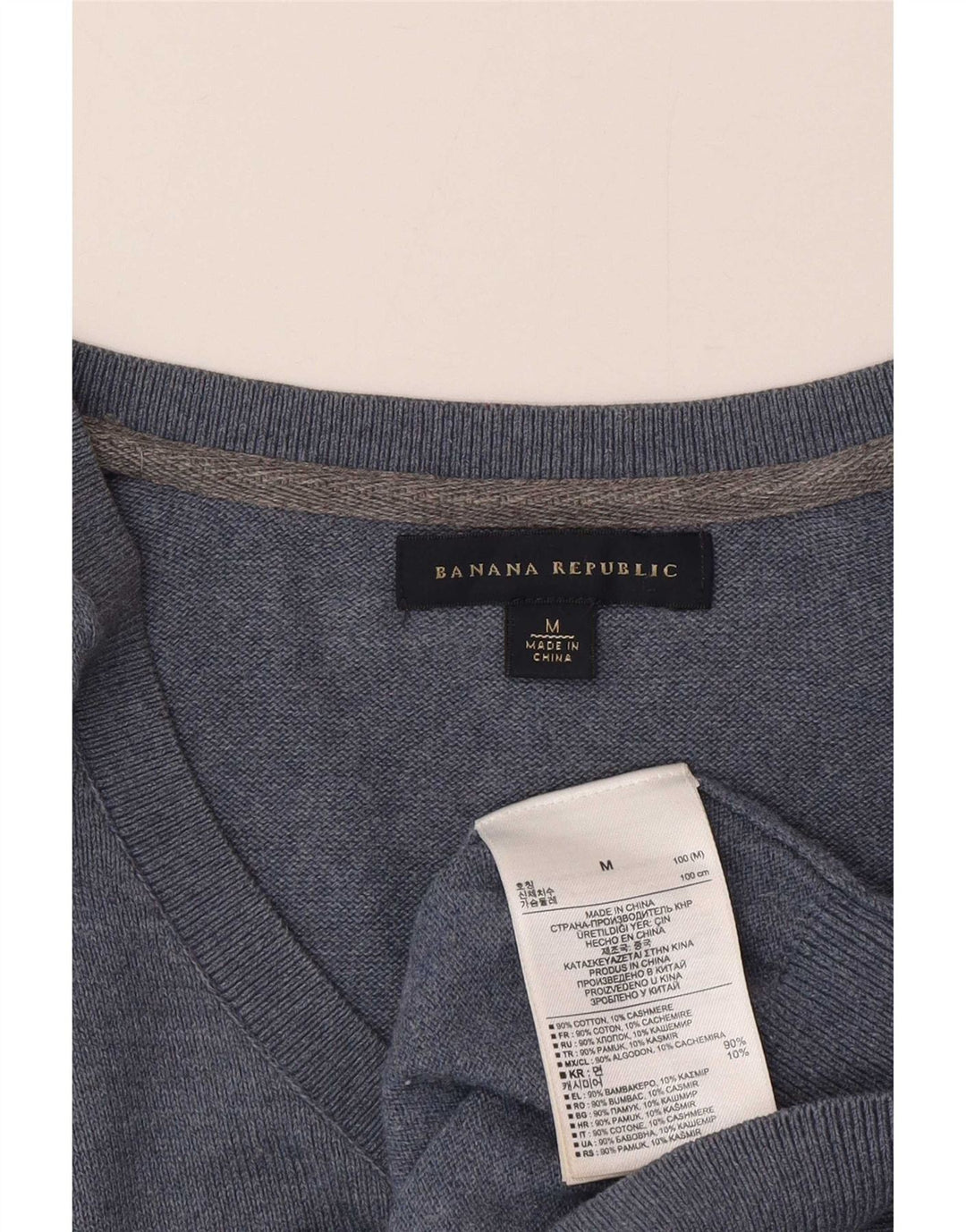 Banana Republic Jersey con Cuello en V para Hombre de algodón Azul Medio