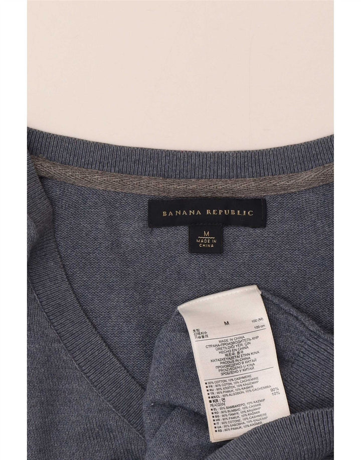 Banana Republic Jersey con Cuello en V para Hombre de algodón Azul Medio