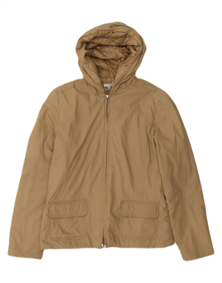 Zara Mujer Cazadora Bomber Con Capucha UK 44 Poliéster Beige Medio