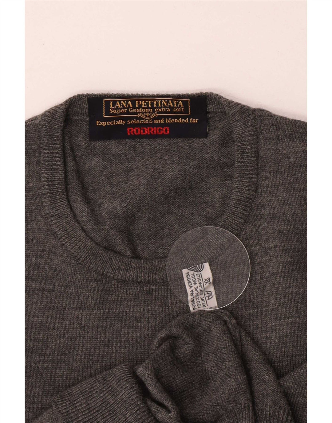 Rodrigo Jersey de Cuello Redondo para Hombre IT 52 Large Gris Lana Virgen
