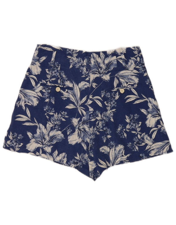 Zara Mujer Pantalones Calientes De Tiro Alto Medio W28 Azul Floral