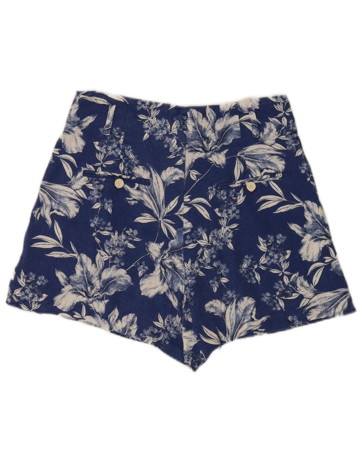 Zara Mujer Pantalones Calientes De Tiro Alto Medio W28 Azul Floral