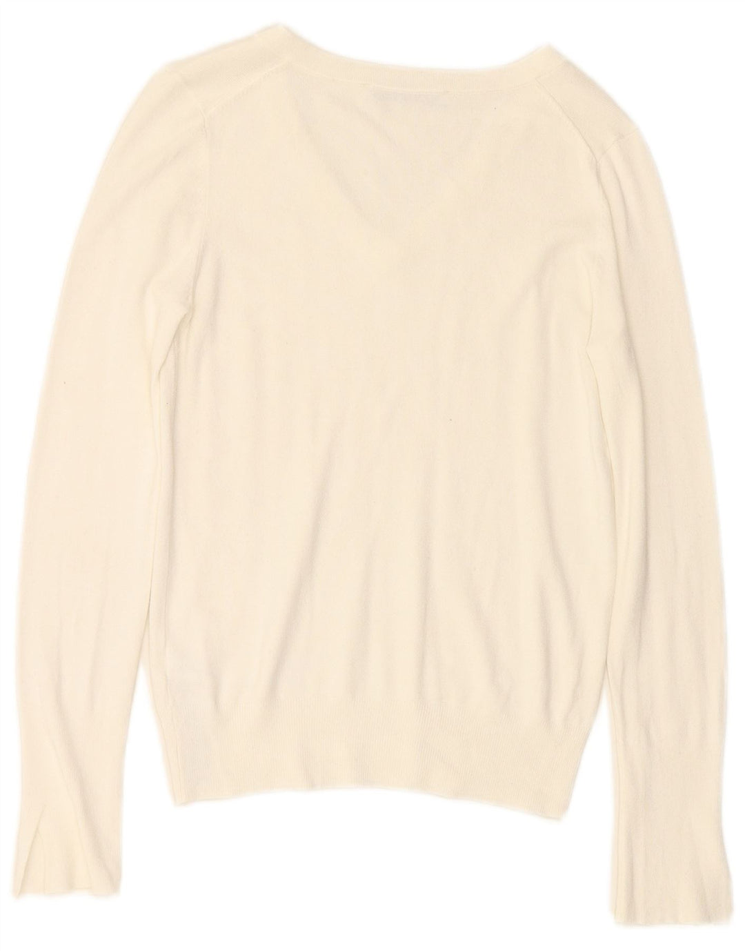 ZARA Jersey con cuello en V para mujer UK 10 Small Viscosa blanca