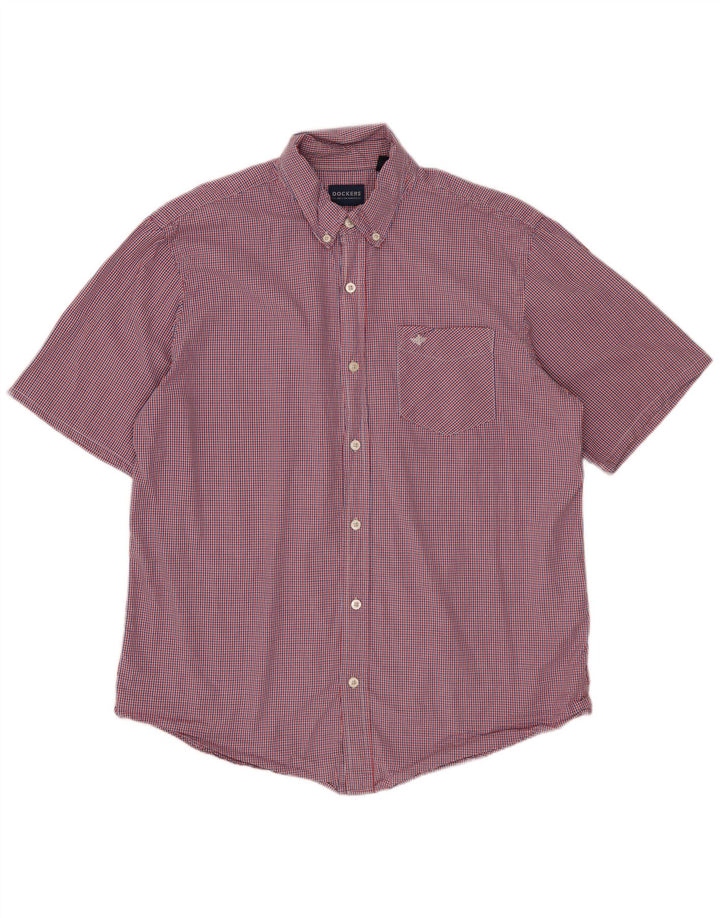 Dockers Camisa De Manga Corta Para Hombre De Algodón A Cuadros Rojo Medio