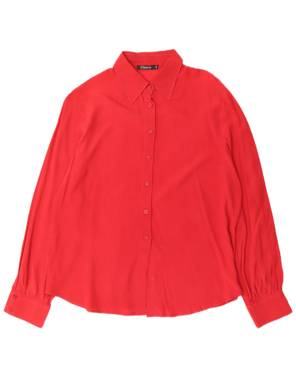 Superior Womens Shirt Blouse IT 48 XL Red Silk