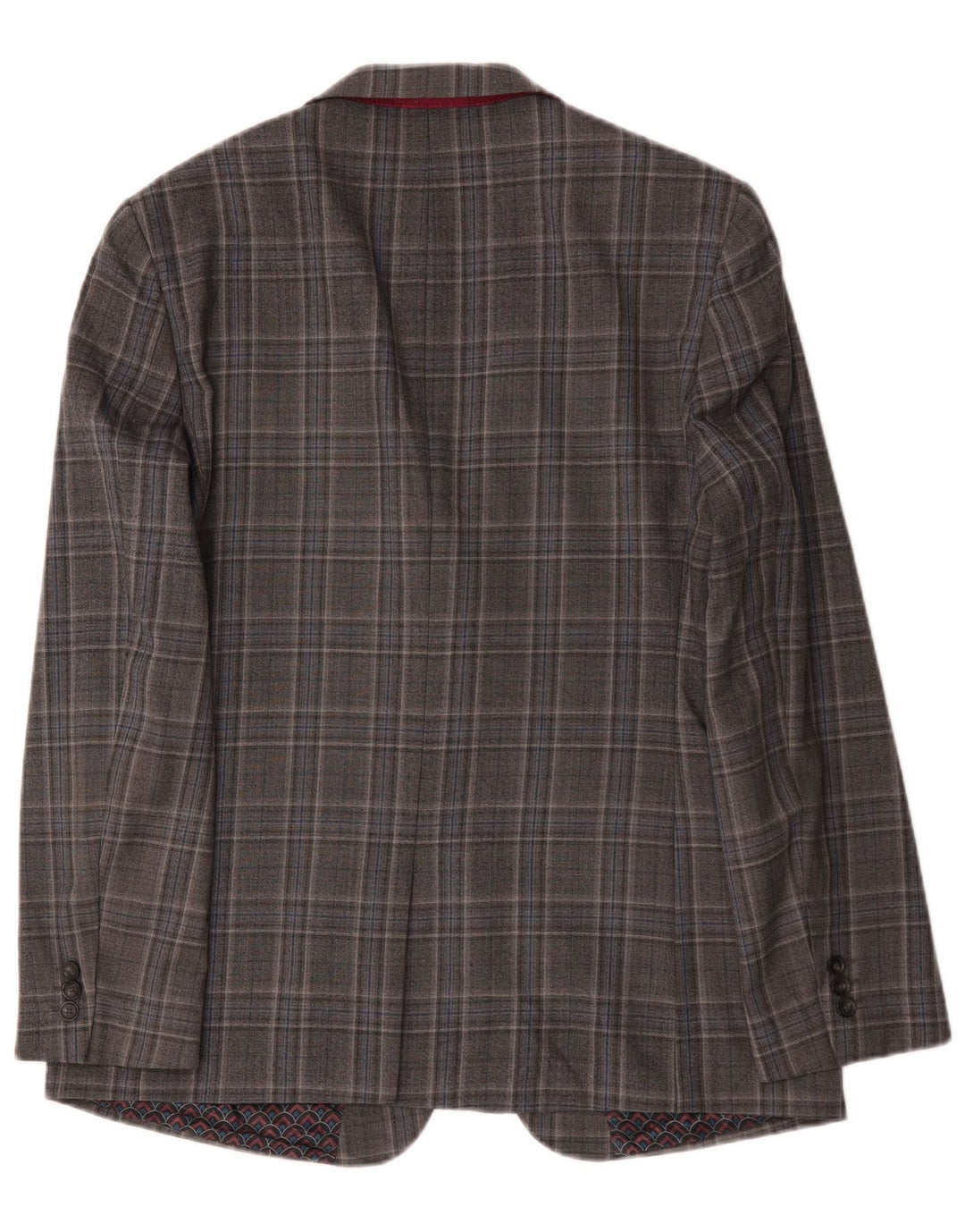 Ted Baker Chaqueta tipo blazer larga con 2 botones para hombre UK 44 2XL Lana a cuadros gris