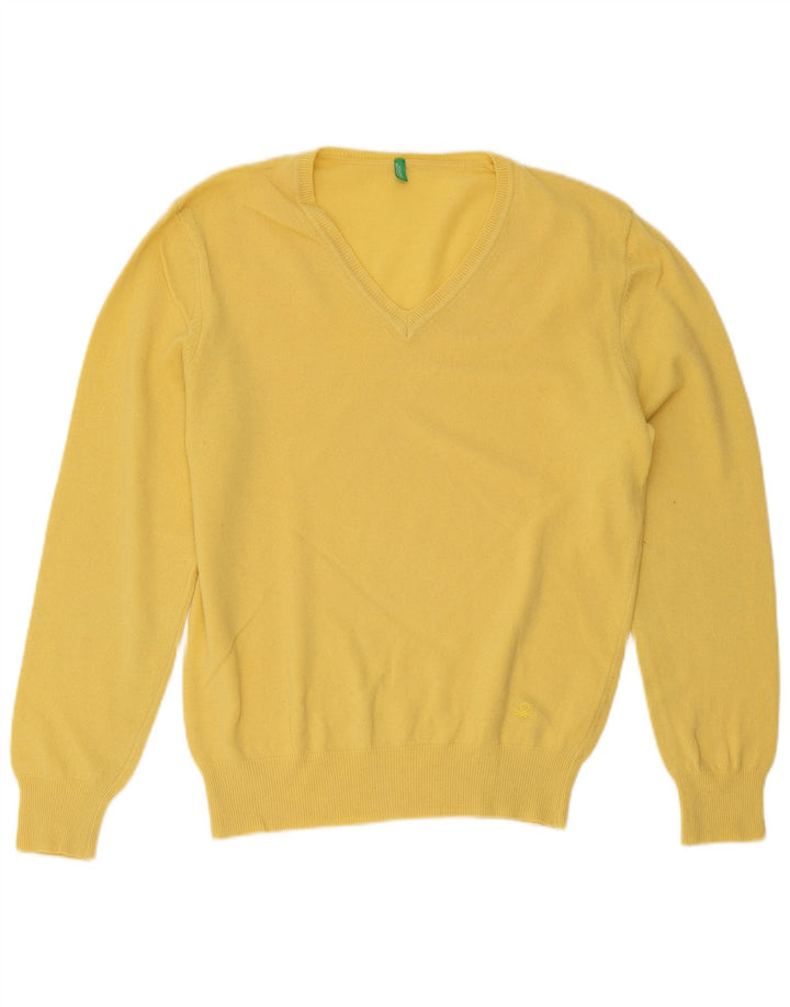 Benetton Jersey Con Cuello De Pico Amarillo Medio
