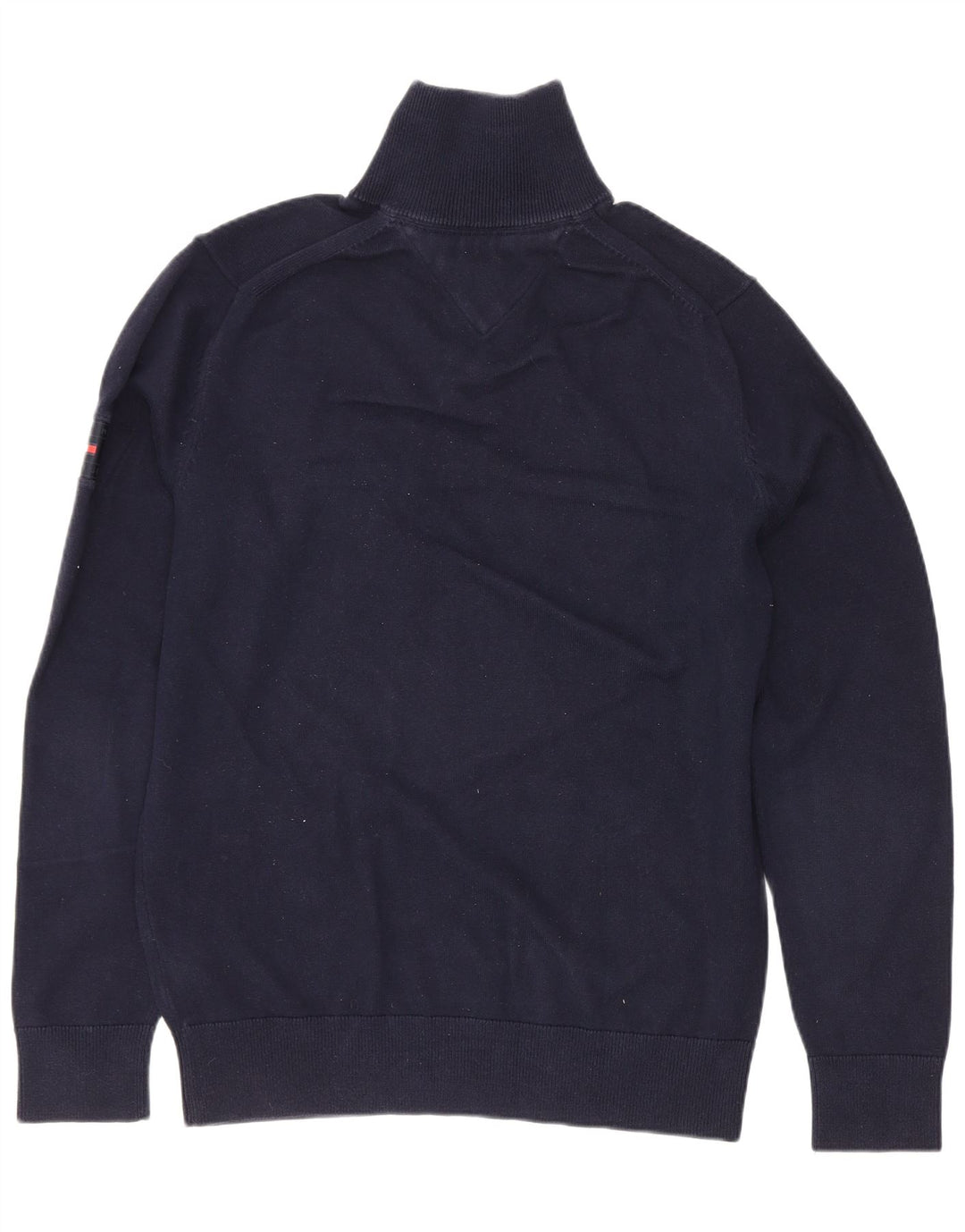 Tommy Hilfiger Jersey con cuello y cremallera para hombre, color azul marino mediano