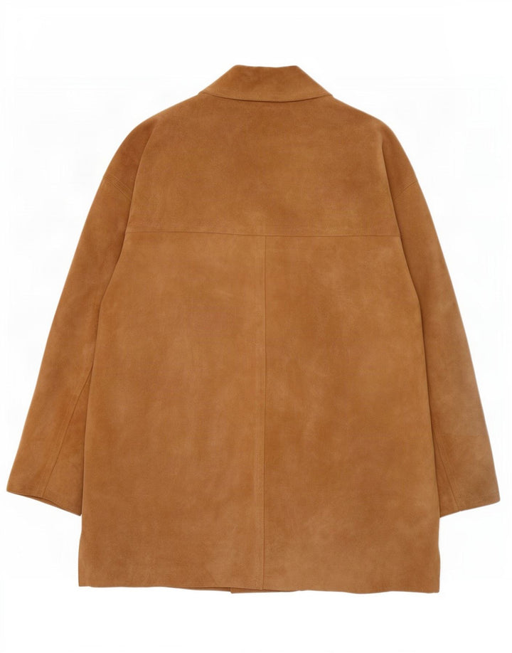 Vintage mujer abrigo de ante de gran tamaño IT 42 cuero beige medio