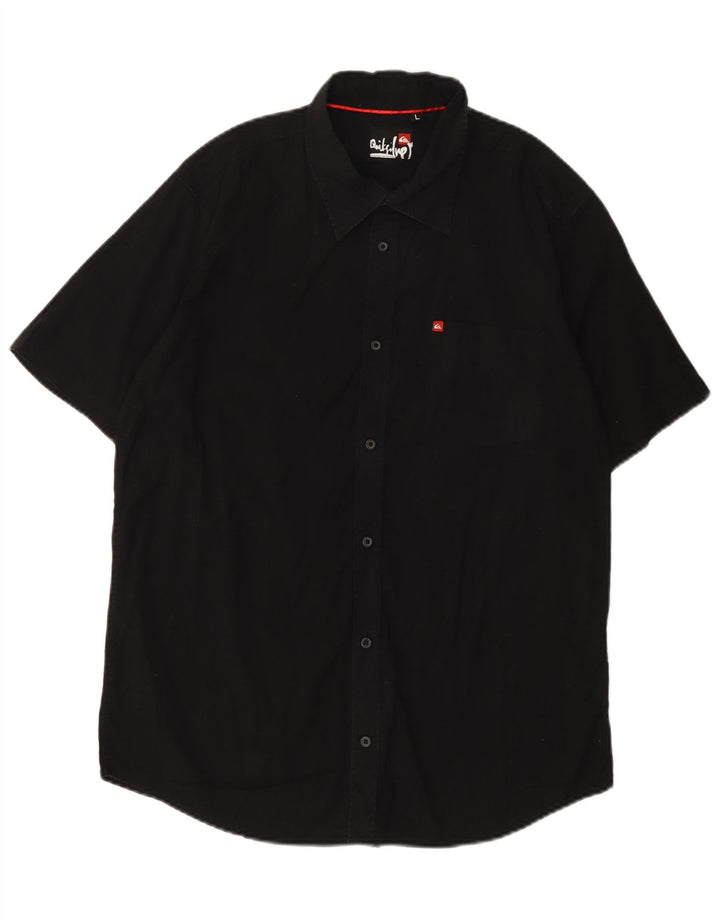 Quiksilver Camisa de manga corta para hombre, talla grande, negra