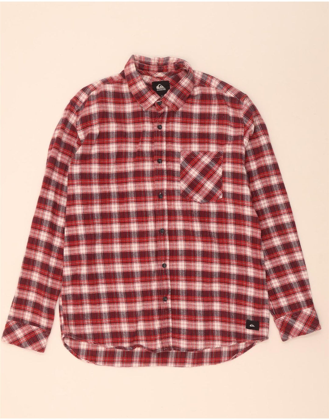 Quiksilver Camisa de franela de ajuste regular para hombre, algodón a cuadros rojos grandes
