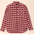 Quiksilver Camisa de franela de ajuste regular para hombre, algodón a cuadros rojos grandes