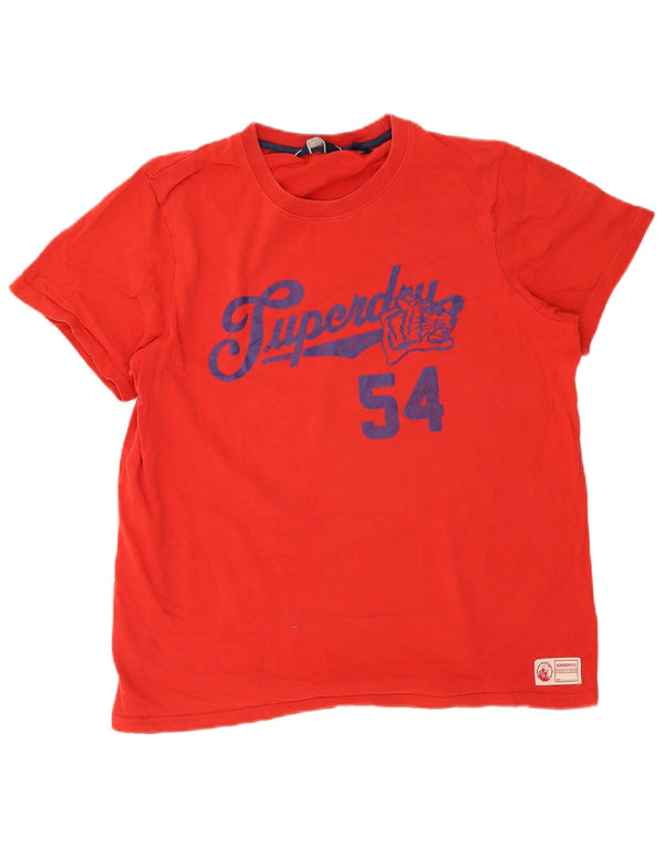 Superdry Hombre Camiseta Gráfica Top XL Algodón Rojo