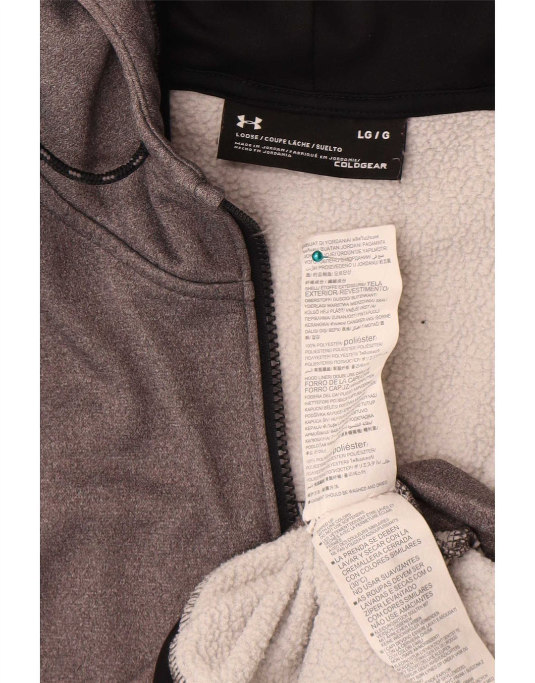 Under Armour Cold Gear Zip Sudadera con capucha para hombre, poliéster gris grande