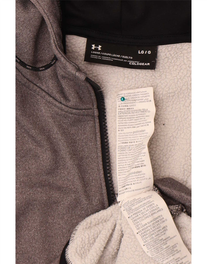 Under Armour Cold Gear Zip Sudadera con capucha para hombre, poliéster gris grande