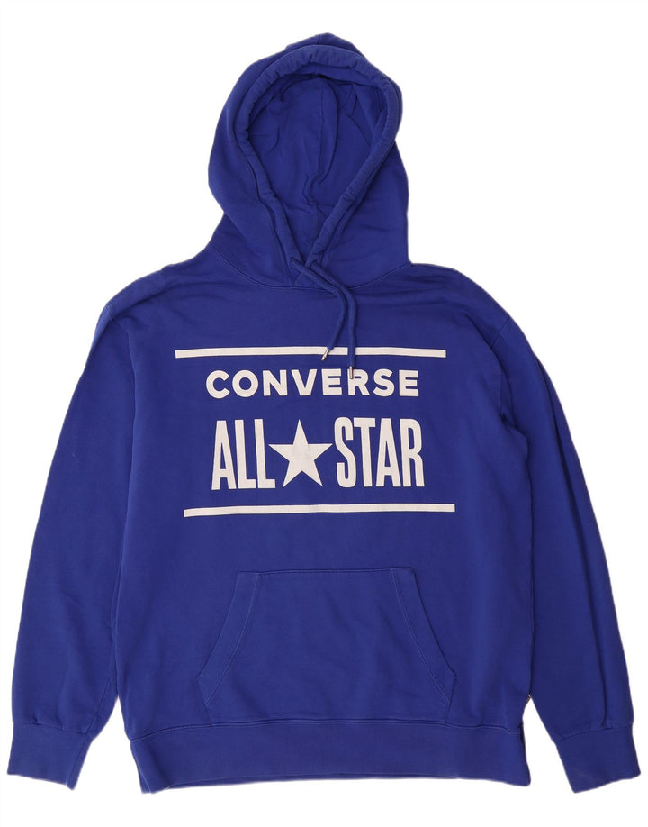 CONVERSE Jersey con capucha gráfica para hombre de algodón azul grande
