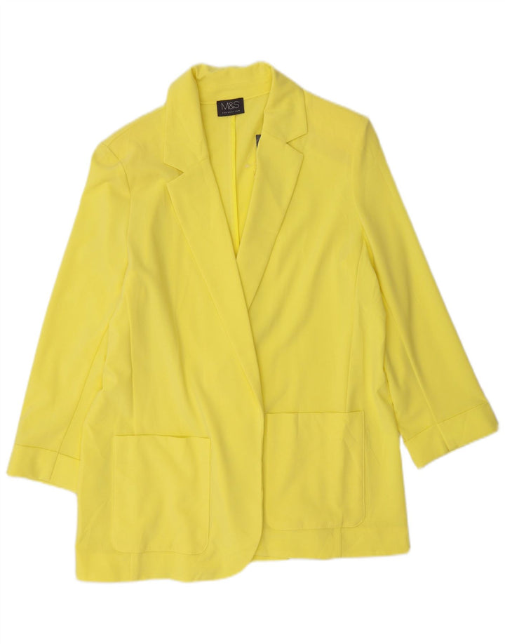Marks & Spencer Chaqueta tipo blazer abierta de manga 3/4 para mujer UK 40 Amarillo mediano