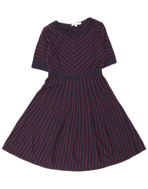 Boden Vestido tipo jersey de manga corta para mujer UK 46 Large Lana a rayas azul marino