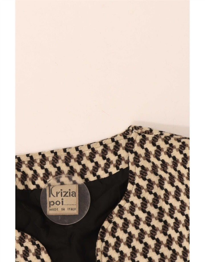 Poi By Krizia Chaqueta tipo blazer corta para mujer IT 40 Small Beige Houndstooth