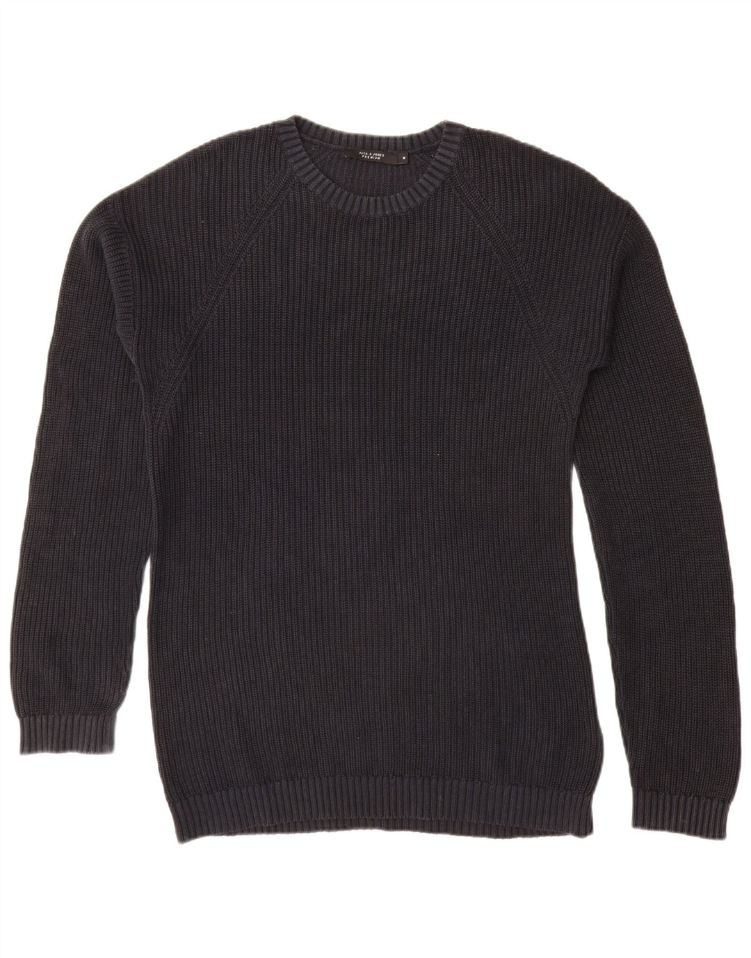 JACK & JONES Jersey de cuello redondo para hombre, jersey de algodón azul marino medio