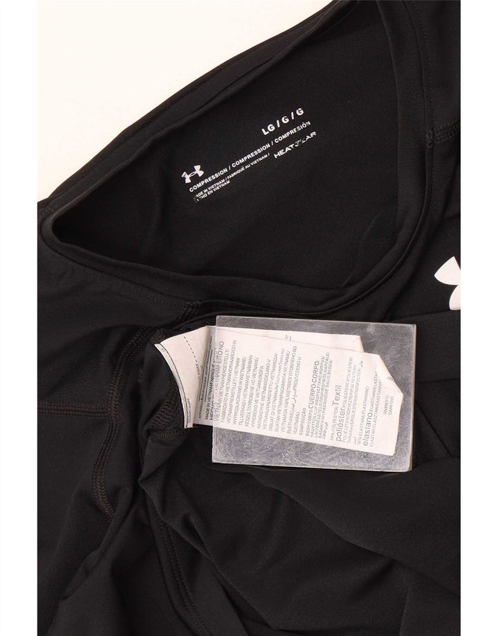 Under Armour Camiseta Heat Gear para hombre de manga larga, poliéster negro grande