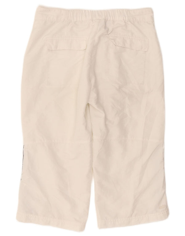 Adidas Pantalones capri rectos para mujer UK 10 Small W27 L17 Poliéster blanco