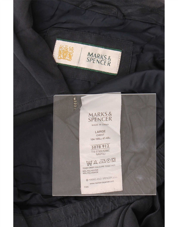 Marks & Spencer Chaqueta Bomber para Hombre UK 40 Grande Poliéster Azul Marino