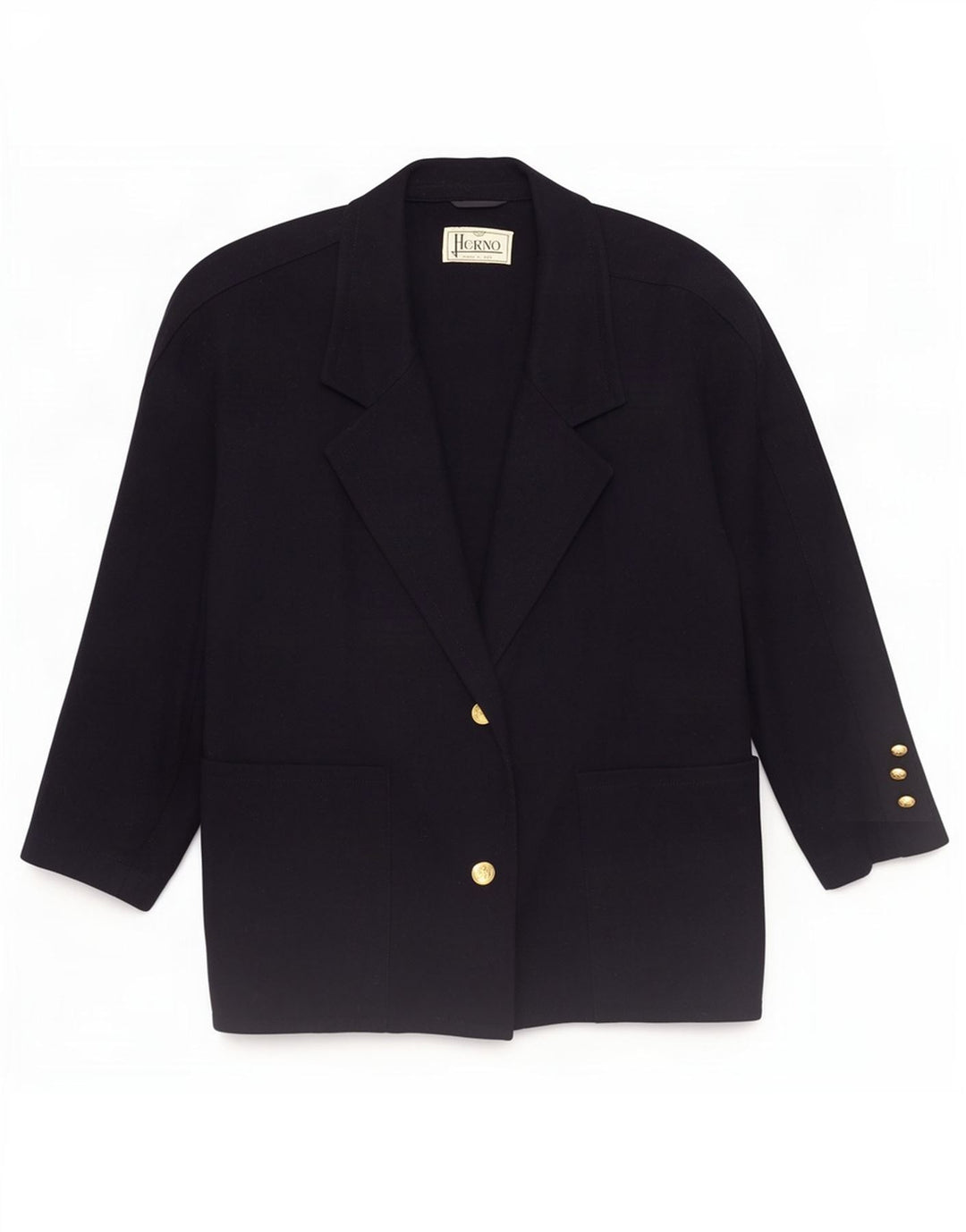 Herno Chaqueta Blazer De 2 Botones Para Mujer IT 44 Lana Azul Marino Mediana