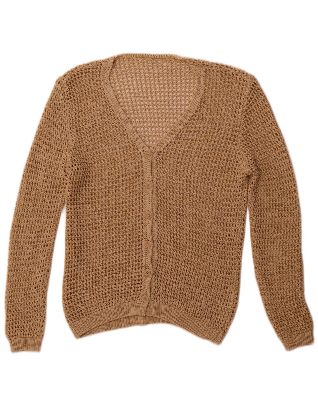 Vintage mujer crochet cardigan suéter Reino Unido 14 beige medio