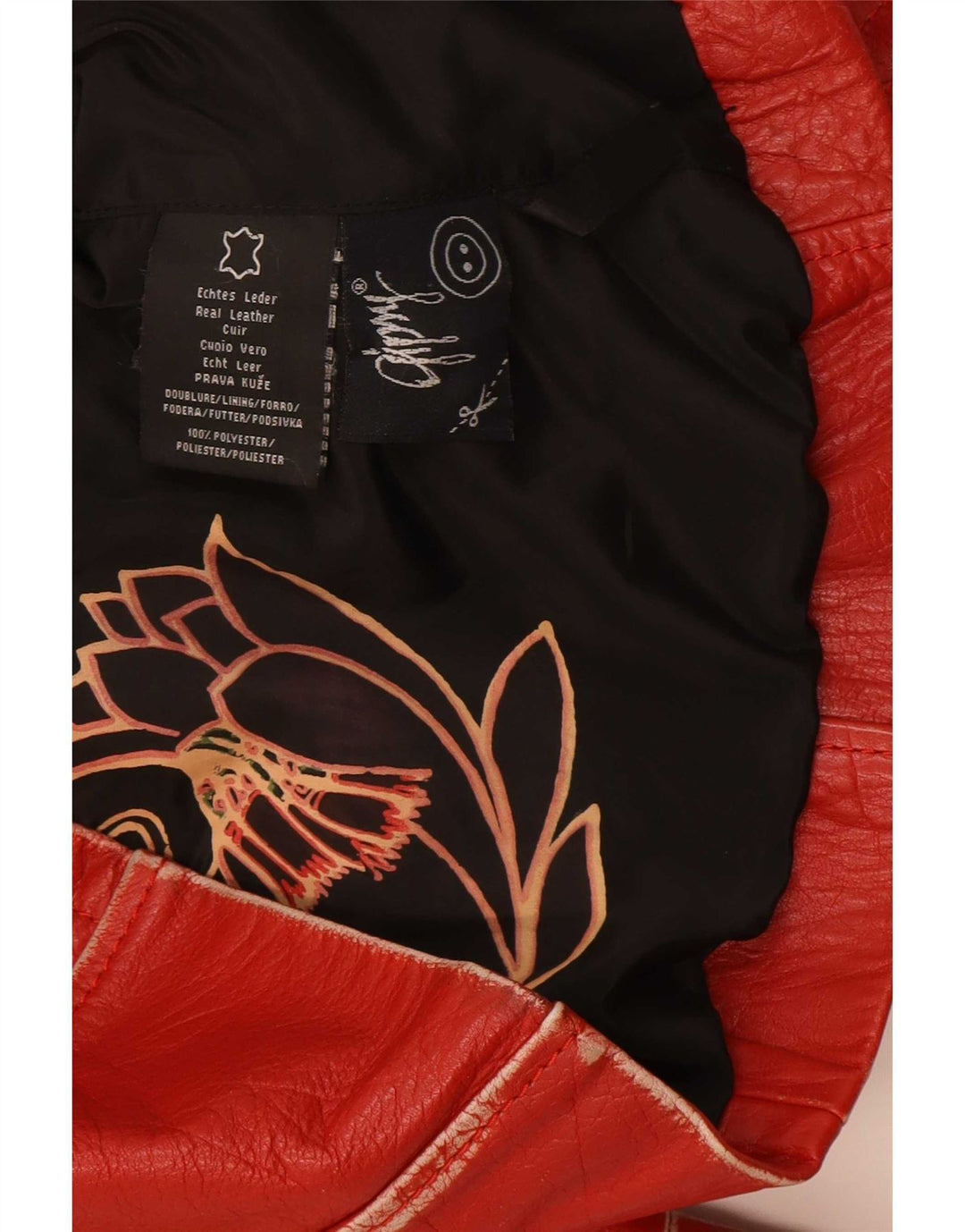 Gipsy Chaqueta de cuero para mujer, talla 44, talla grande, color rojo a rayas