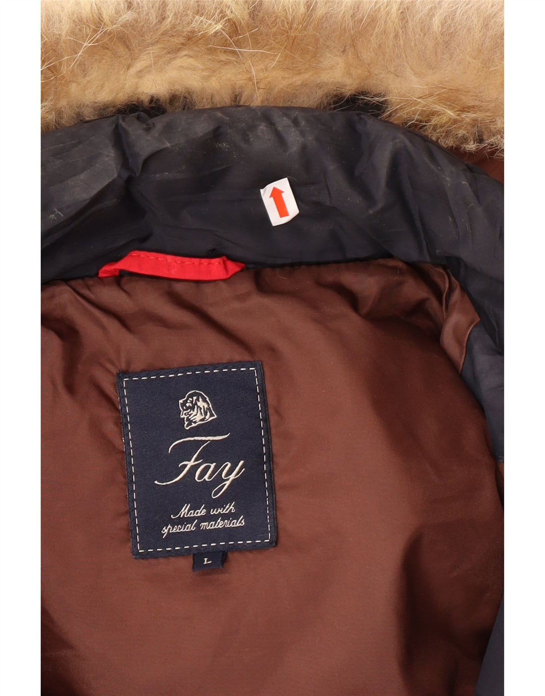 FAY Chaqueta acolchada con capucha para hombre UK 40 Large Poliéster azul marino