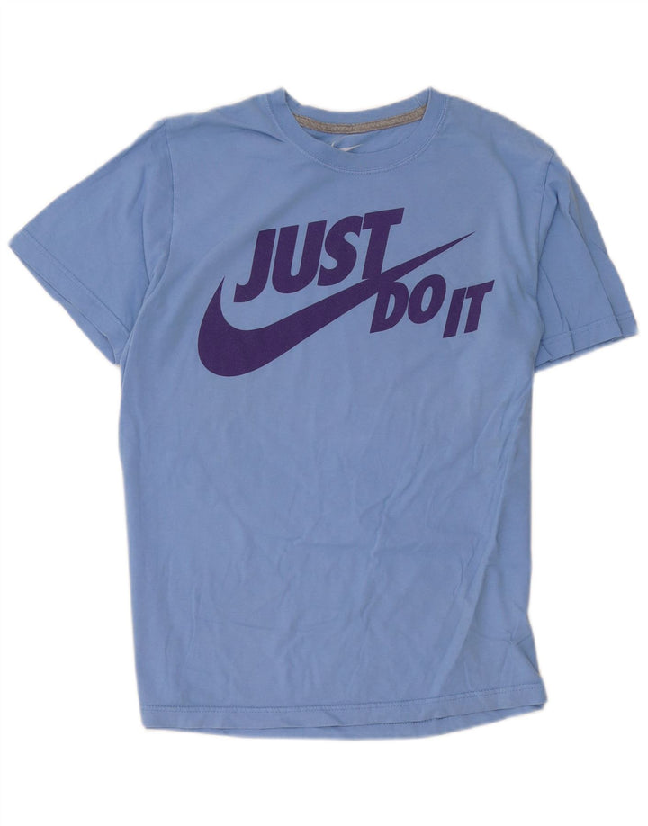 Nike Camiseta de corte regular con gráfico para hombre, parte superior de algodón azul medio