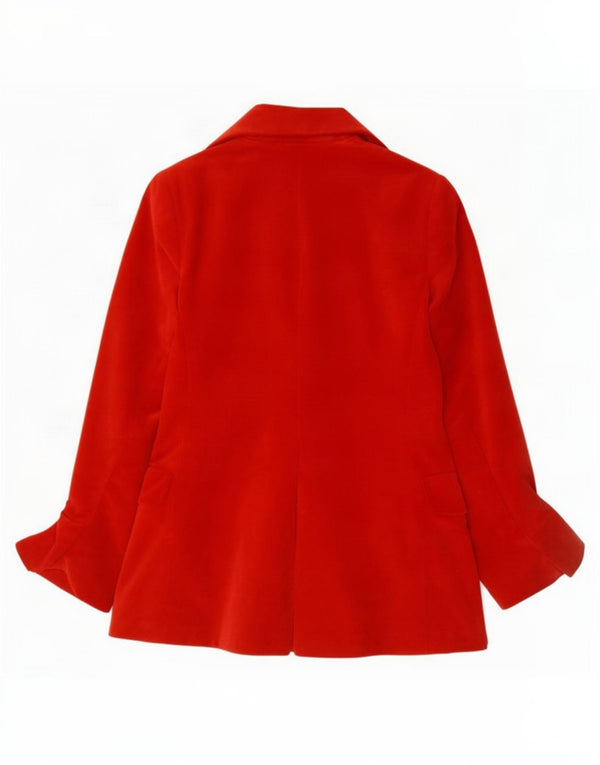 Vintage mujer chaqueta blazer de terciopelo con cremallera completa Reino Unido 10 pequeño rojo