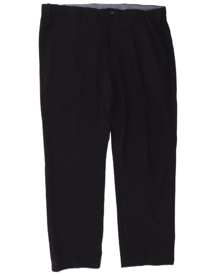 Marks & Spencer Pantalón chino recto para hombre W42 L29 Poliéster azul marino