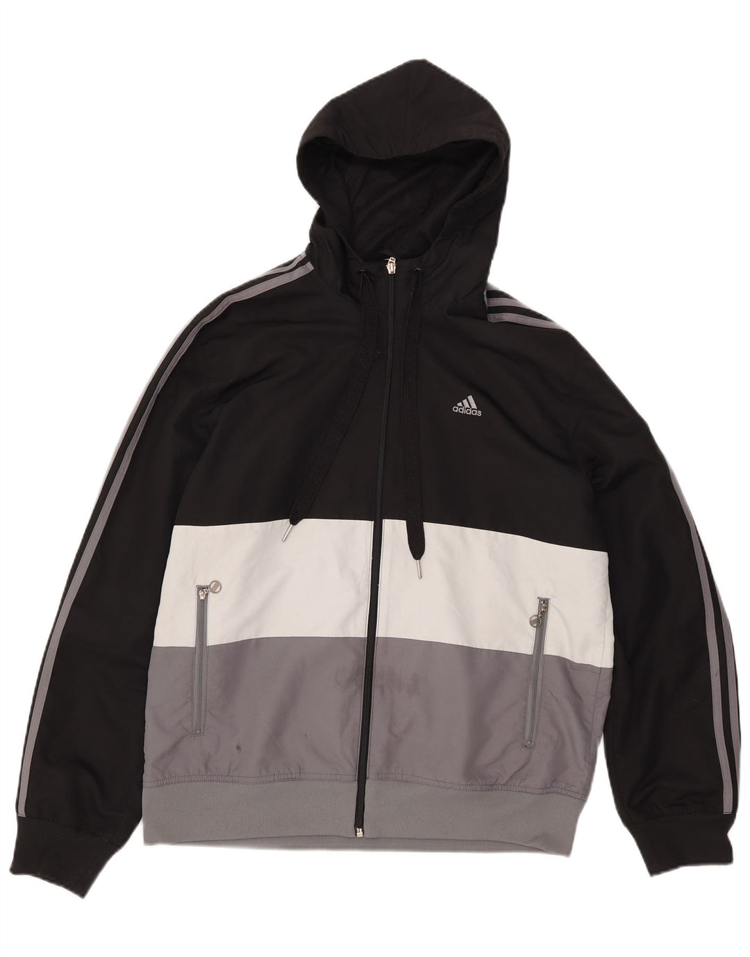 Adidas - Chaqueta de chándal con capucha para hombre, color negro medio, poliéster