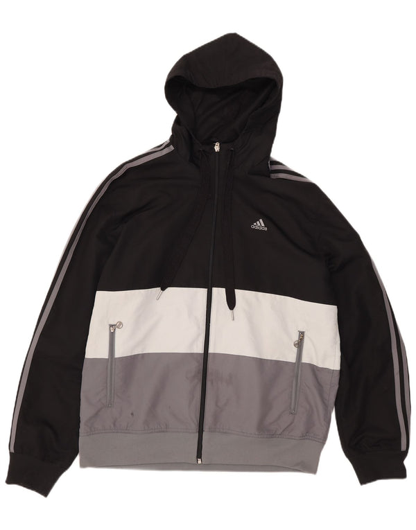Adidas - Chaqueta de chándal con capucha para hombre, color negro medio, poliéster