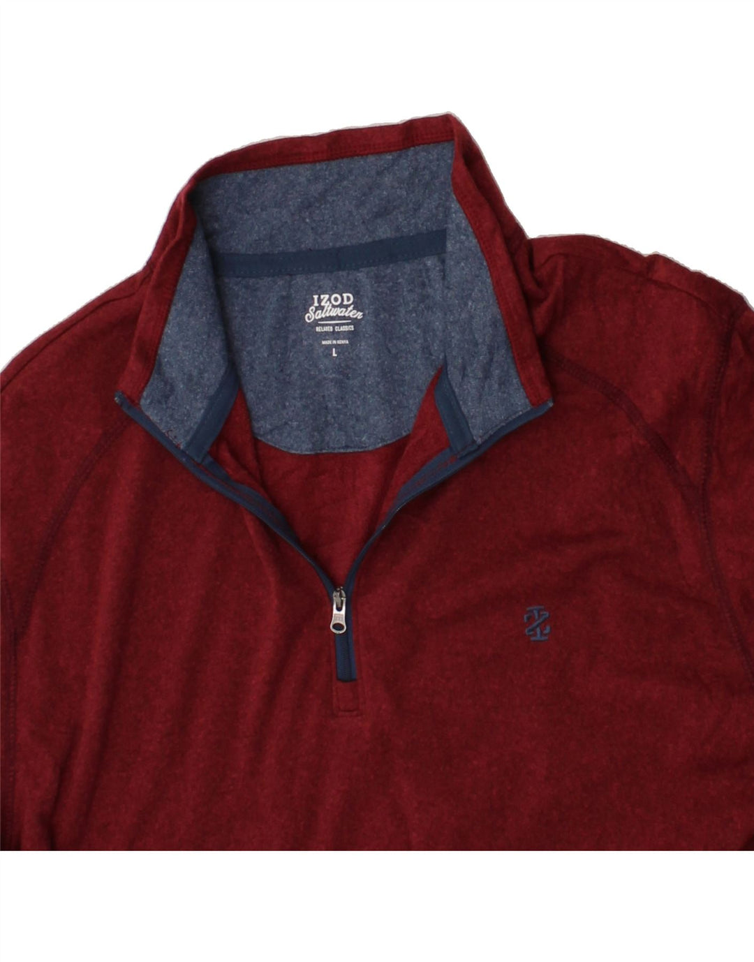 IZOD Mens Relaxed Classics Zip Neck Sweatshirt Jumper Large Maroon Cotton Vintage Izod and Second-Hand Izod from Messina Hembry 