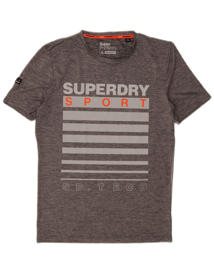 Superdry Camiseta Gráfica para Hombre Top XL Gris Moteado