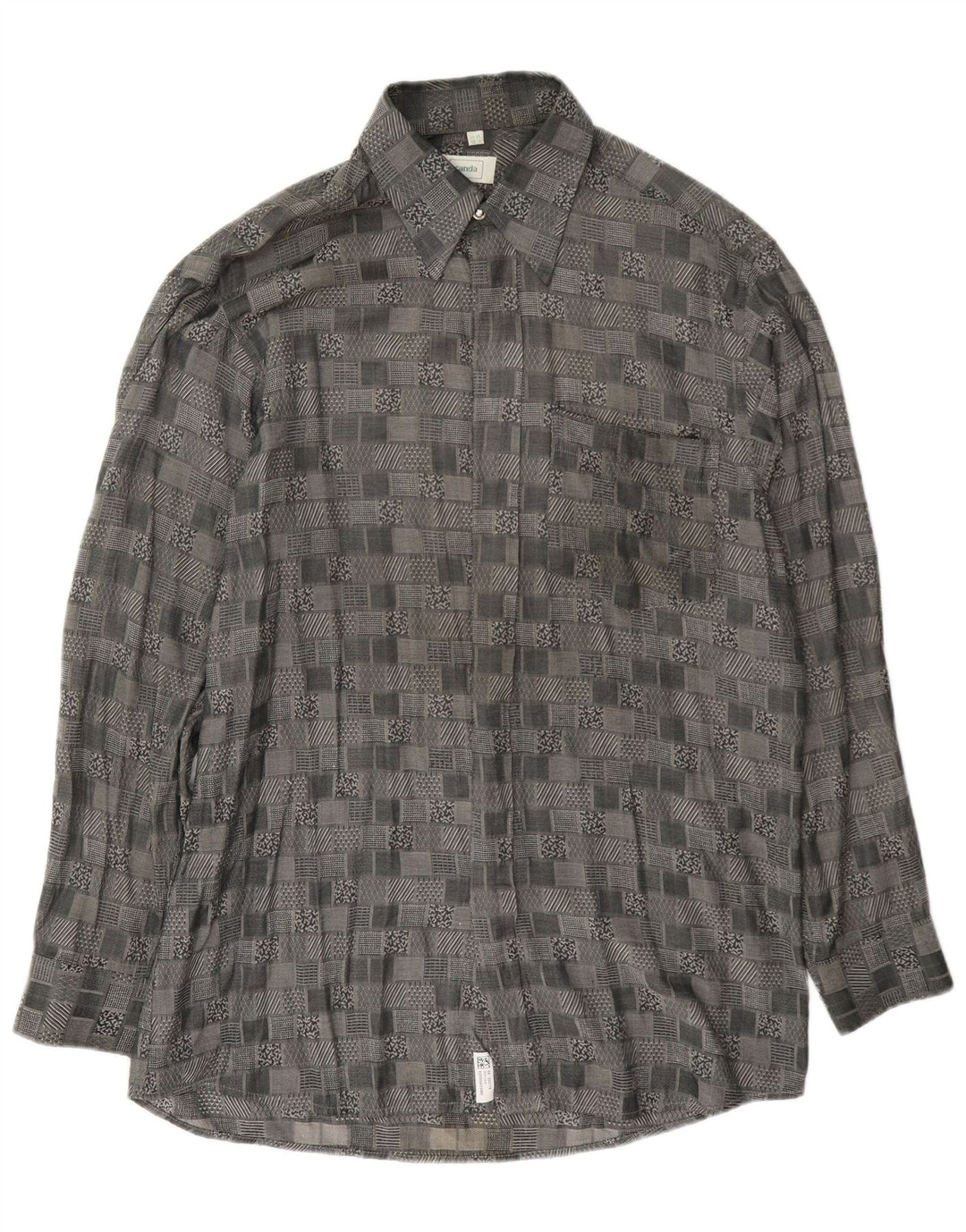 Camisa Canda para hombre talla 39/40 15 1/2 gris medio geométrico