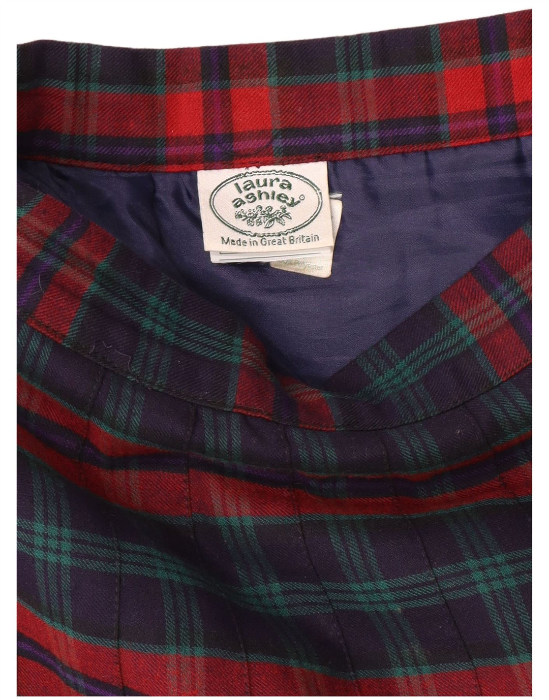 LAURA ASHLEY Falda plisada de cintura alta para mujer W26 Small Navy Blue Plaid