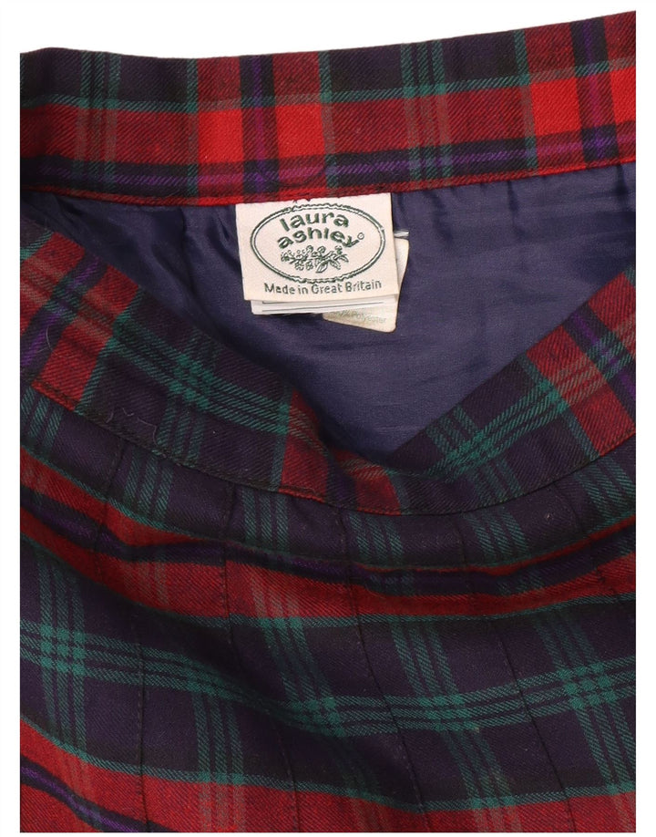 LAURA ASHLEY Falda plisada de cintura alta para mujer W26 Small Navy Blue Plaid