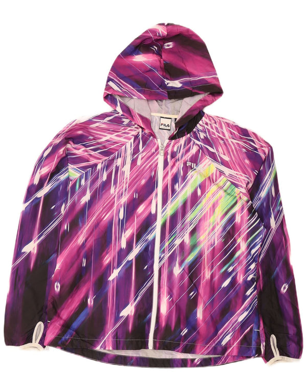 Fila Chaqueta impermeable con capucha para mujer UK 46 Poliéster a rayas multicolor grande