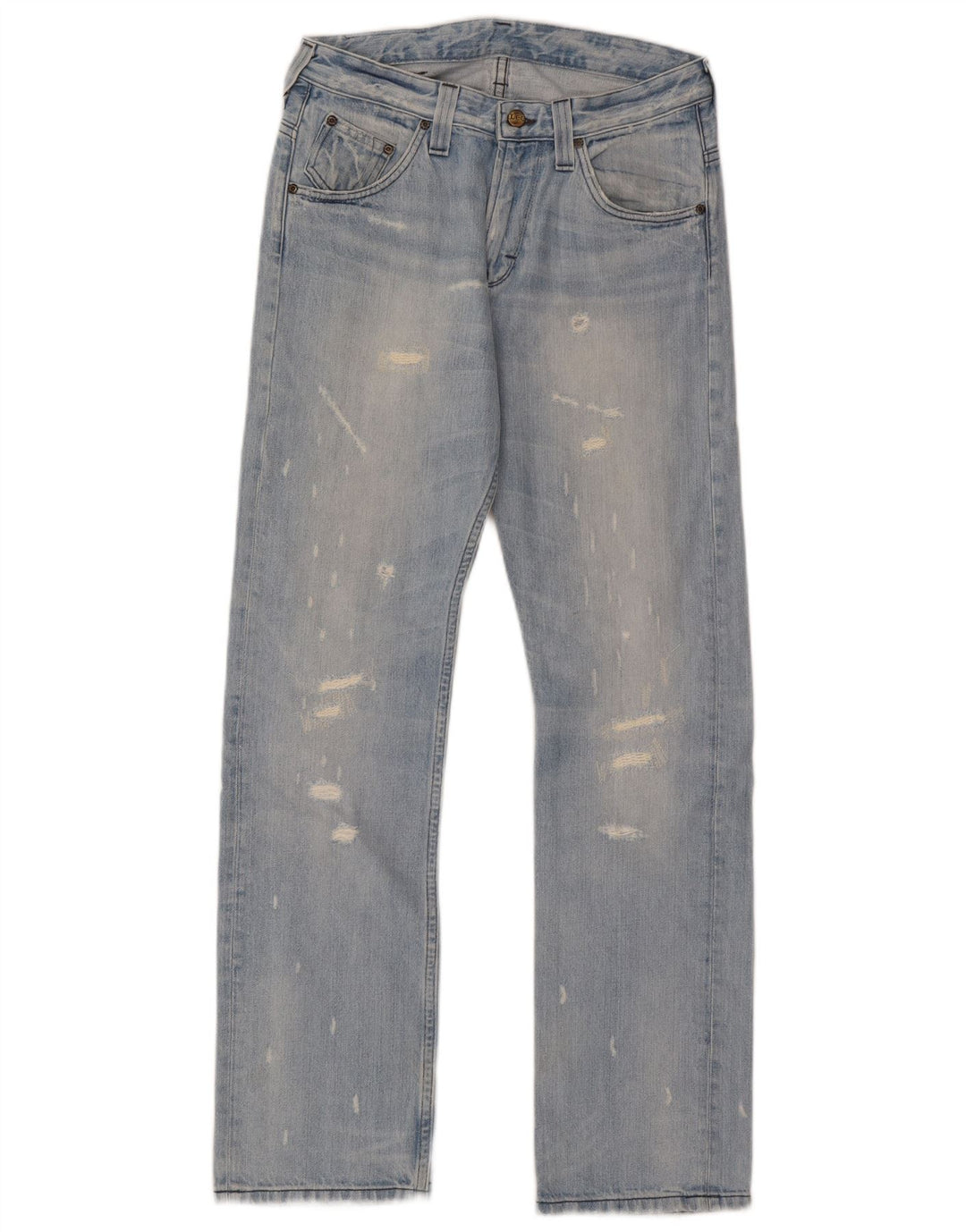 Vaqueros rectos desgastados Clark para mujer Lee W29 L32 Algodón azul