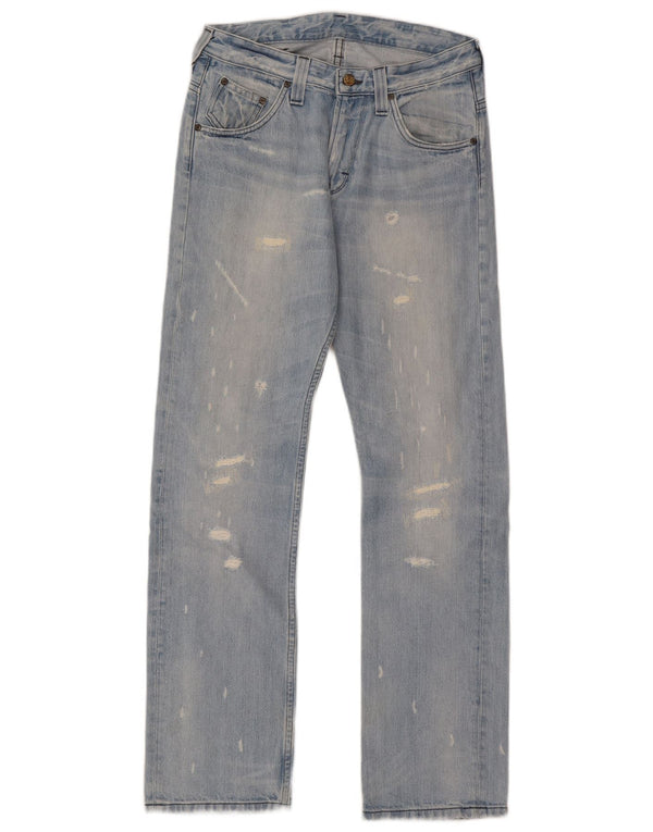 Vaqueros rectos desgastados Clark para mujer Lee W29 L32 Algodón azul