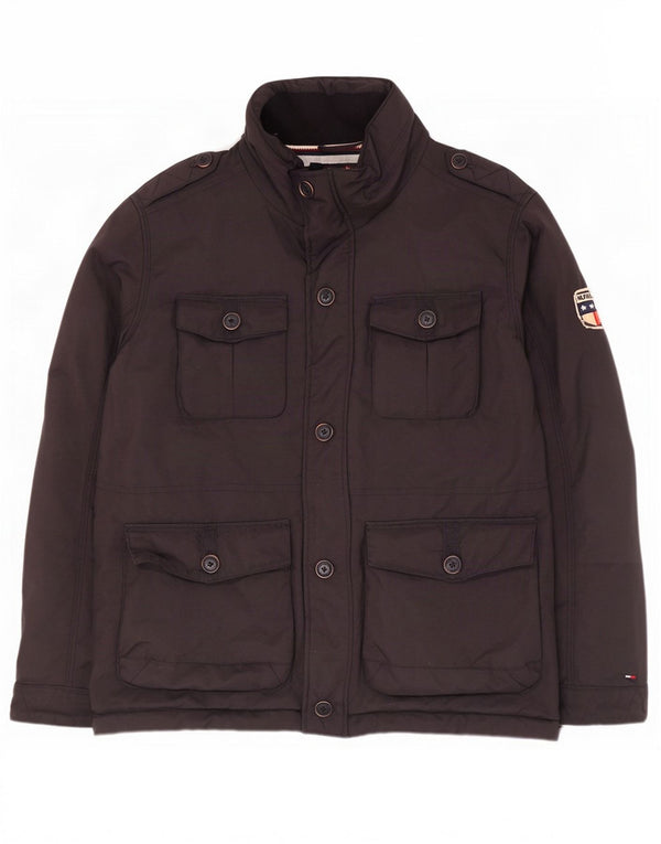 Tommy Hilfiger Mens Military Jacket UK 40 Large Black Nylon