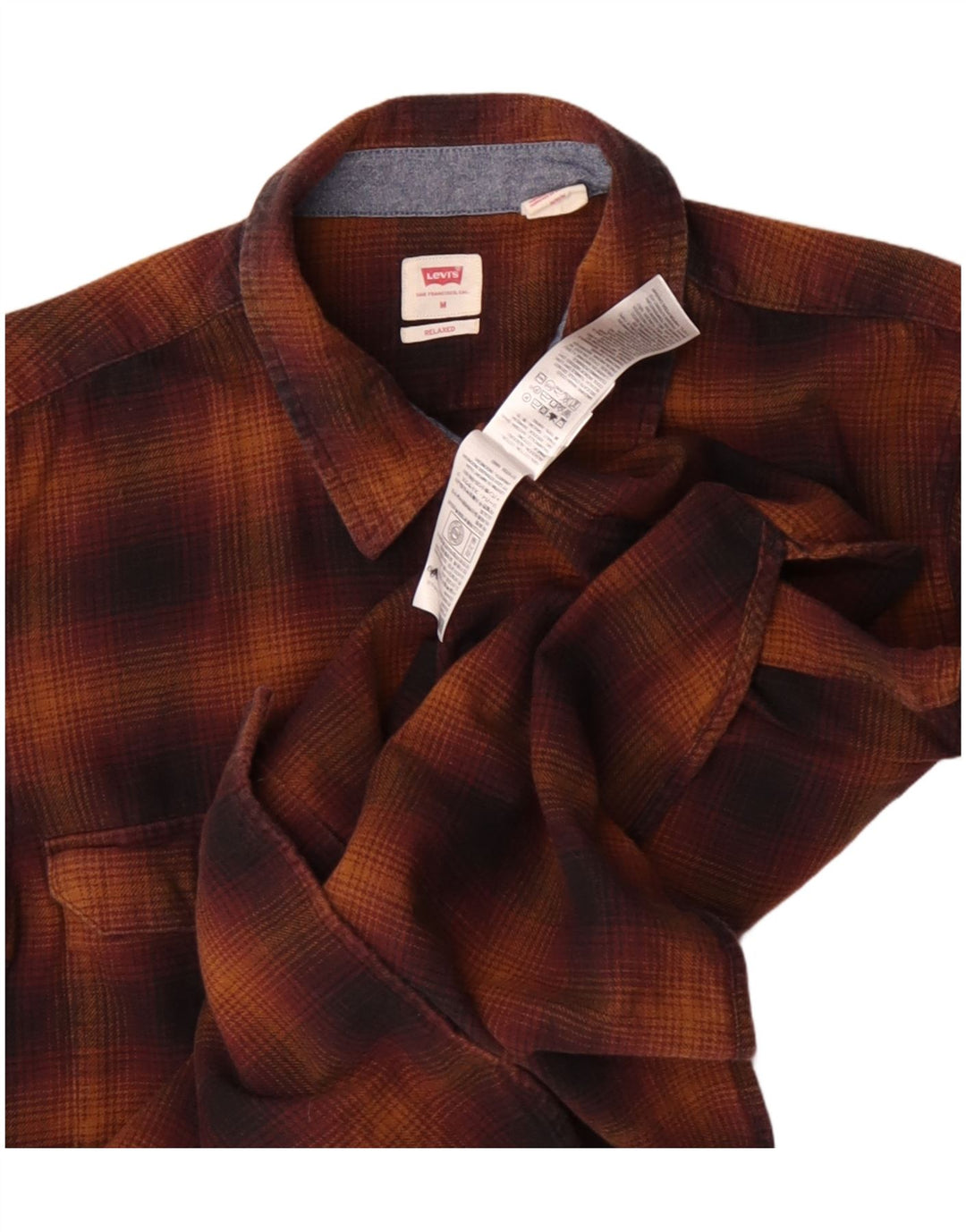 Camisa de franela de corte relajado a cuadros de algodón a cuadros en marrón medio Levi's Hombre