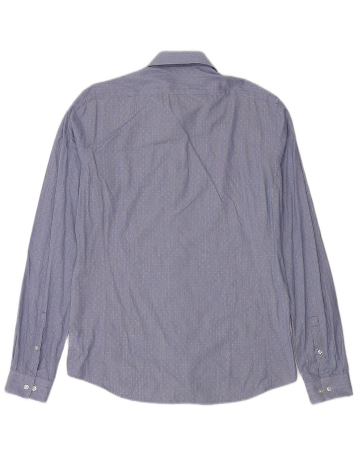 Calvin Klein Camisa extra slim fit para hombre Talla 40 15 1/2 Medio azul manchado