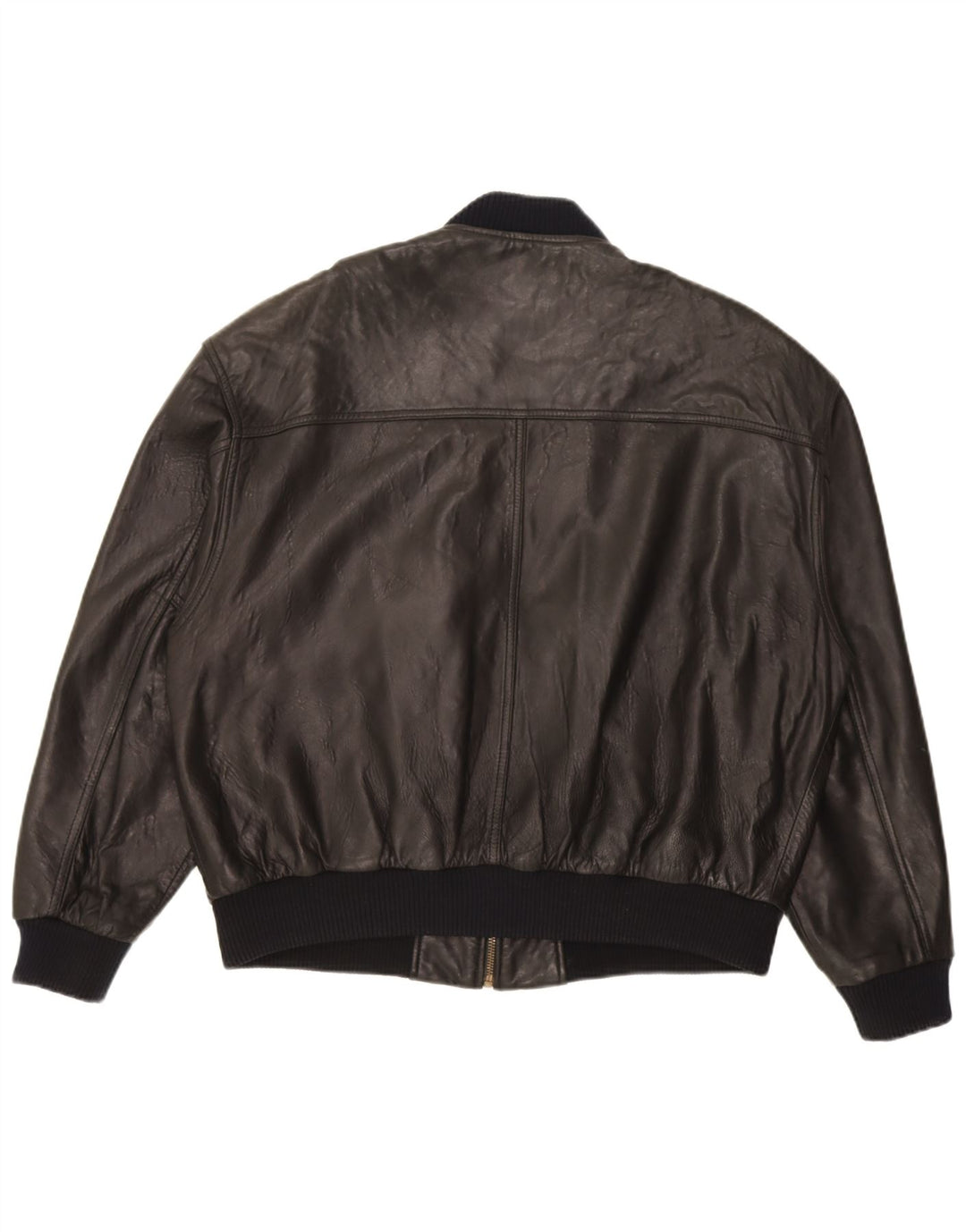 Trapper Chaqueta Bomber de Cuero para Hombre UK 46 3XL Cuero Negro